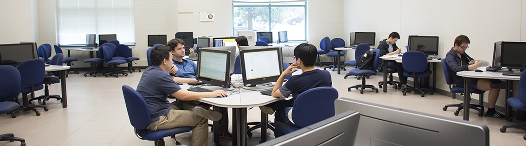 Engineering students in the Computer Lab in the department of industrial and manufacturing engineering at Penn State.