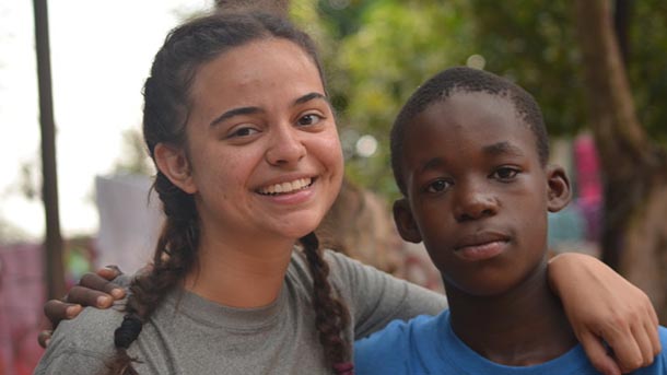 natasha ferguson and William, an orphan at Malayaka House