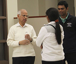 ravindran speaking to graduate students