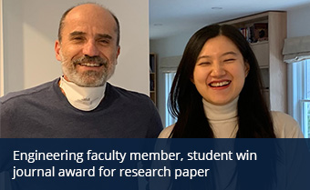 Engineering faculty member, student win journal award for research paper