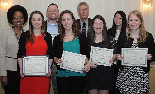 Professor and Interim Department Head Harriet Nembhard with recipients of awards presented at the 2015 Industrial Engineering Banquet on April 10.