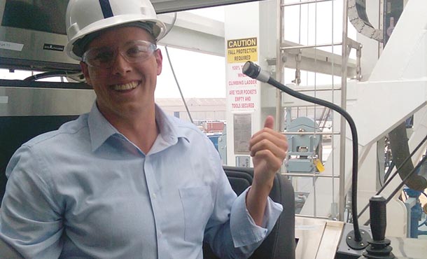 Andrew Smiddy tours the control room of a drilling rig while interning at Chevron in Houston.