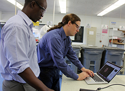 Timothy Brick in the lab.