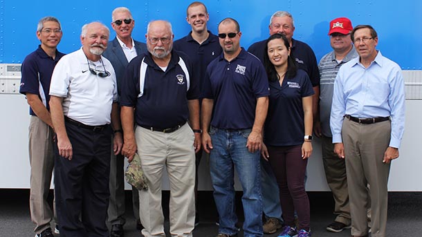 Some of the Penn Staters that support Military Appreciation Day, including members of the Harold and Inge Marcus Department of Industrial and Manufacturing Engineering, the College of Information Sciences and Technology, Stan Aungst (first row, far right) and fellow Army veteran Todd Backastow, professor of practice for geospatial intelligence in the Dutton e-Education Institute.