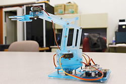 The 3D-printed robotic arm built by Badarinath and Shu Shu Wang.