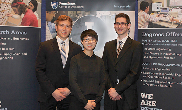 Industrial engineering students Kyler Houser, Jess Li and Joshua Binder