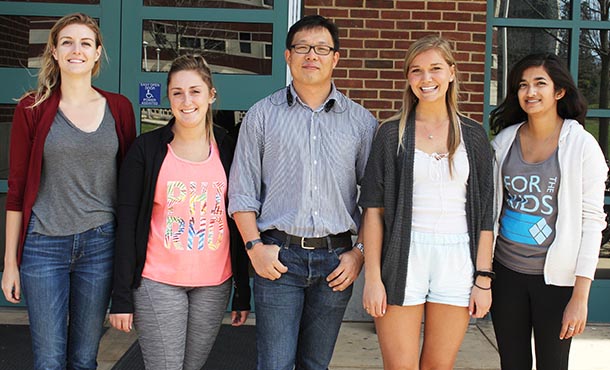 The industrial engineering team who worked on the SEE 360 project: Seniors Ellen Graszl, Kristen Donmoyer, Kelly Gagnon and Arti Patel along with Jinkun Lee, postdoctoral scholar and lecturer.